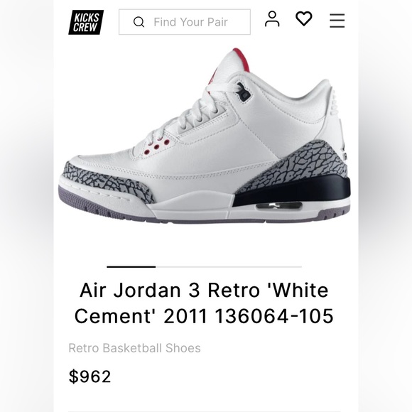 Air Jordan 3 Retro 'White Cement' 2011 - Picture 2 of 9